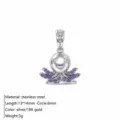 Stainless steel octopus pendant with purple zirconia stones, chic DIY jewelry accessory. - Small Octopus Pendant / Silver