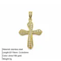 18K Gold Plated Zirconia Cross Pendant Stainless Steel Fashion Jewelry Accessory SKU - Cross Pendant / Gold