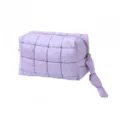 Lichtpaarse doorgestikte cosmetische tas, zachte make-up pouch, handige opbergtas voor op reis. - Paars