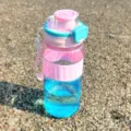 Large capacity outdoor sports water bottle with straw, portable plastic cup for unisex fitness. - 850ml / Summer Blue Pink