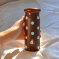 Mini Pocket Thermosflasche braune Punkte süße Edelstahl Trinkflasche tragbar für Mädchen - 200ml / Kaffeebrauner Polka-Punkt