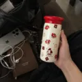 Mini taza termo botella de agua portátil lindo estampado de cachorro pequeña capacidad estudiante - 200ml / Seta Roja