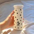 Niedliche Mini-Taschen-Isolierflasche mit schwarzen Sternen und Hundemotiv für den Alltag. - 200ml / Stern Welpe