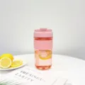 Pink Tritan Water Bottle with Straw Dual Drink Portable Summer Plastic Cup 500ml - 780ml / Peach Pink