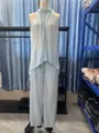 Summer fashion casual irregular sleeveless solid color pants set for women daily wear - As Shown