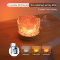 Crystal salt lamp aromatherapy diffuser with wooden base and essential oil, 3 color modes. - Natural Salt Lamp + USB Plug-in 3-Color Dimming + Ocean Essential Oil