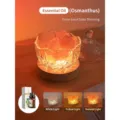 Crystal salt aroma lamp with wooden base, essential oil and three color modes for cozy room decor. - Natural Salt Lamp + USB Plug-in 3-Color Dimming + Osmanthus Essential Oil