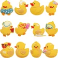Cute little yellow duck embroidery patch set, cartoon decorative patch for children clothes hat - 12-Piece Set (C4YZ-103-YT)