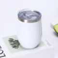 Stainless steel insulated wine tumbler with clear lid for outdoor and daily travel use. - 350ml / White