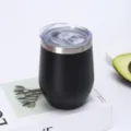Stainless steel insulated egg cup detail view, portable coffee tumbler, 304 material. - 350ml / Black