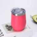 Pink Stainless Steel Tumbler U-Shaped Insulated Egg Cup Portable Travel Mug With Lid - 350ml / Rose Red