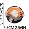 Embroidery patch sunset mountain iron-on badge for clothes clothing jacket backpack decor. - Cherry Blossom Tree Sunset Style (C16TY-138-11)