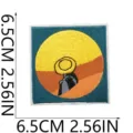 Custom embroidered patch sunset design iron on badge clothing decorative applique 6.5cm - Square Sunset Silhouette Landscape Style (C16TY-156-08)