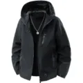 Heren zwarte capuchon windjack, waterdichte comfortabele outdoor jas voor herfst lente. - S / Tops / Zwart