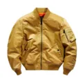 Men's MA-1 bomber jacket stylish khaki flight coat casual tactical outerwear apparel. - M / Yellow