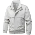 Chaqueta Informal Gris Claro Hombre Cuello Alto Primavera Otoño Moda Cortavientos - M / Blanco Roto