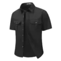 Men's Black Short Sleeve Tactical Utility Shirt Multi-Pocket Casual Button Down Top - M / Tops / Black