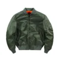 Mens military green MA-1 bomber jacket casual vintage flight coat winter outerwear top - Army Green