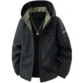 Men's Outdoor Functional Hooded Windbreaker Jacket Black Spring Autumn Waterproof - M / Tops / Black