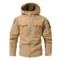 Veste softshell tactique pour homme à capuche kaki manteau coupe-vent fonctionnel. - Kaki