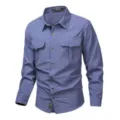 Men's quick-dry tactical long-sleeve shirt casual outdoor jacket variant showcase view. - Blue