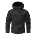 Veste Softshell Tactique Camouflage Noir pour Homme, Manteau Extérieur Fonctionnel Ample. - S / Camouflage de Nuit
