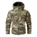 Veste softshell tactique à capuche camouflage pour homme, coupe-vent extérieur utilitaire. - S / Camouflage CP