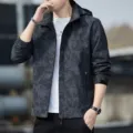 Men's camo hooded windbreaker jacket outdoor sports fleece lined climbing outerwear. - M / Men's Black