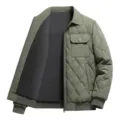 Giacca trapuntata invernale da uomo in verde, cappotto casual elegante con risvolto. - Taglia M / Verde