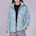 Women's outdoor camo windbreaker jacket waterproof hooded mountaineering coat for autumn winter. - Women Light Green