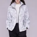 Women's grey camouflage windbreaker jacket, casual outdoor sport waterproof coat. - Women's Light Gray