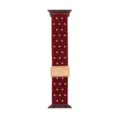 Burgundy nylon watch strap with white star patterns, compatible with Apple Watch replacement. - Custom Size: 18mm / Burgundy