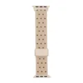 Beiges Nylon-Uhrenarmband mit schwarzen Sternen und Metallschieber, Detailansicht. - Sternenlicht