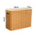 Boîte de rangement étroite avec couvercle effet rotin panier pour organisation des espaces. - Petit avec Couvercle Étroit / Café Clair