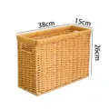 Boite de rangement etroite en imitation rotin organisateur de fente pour salon - Angle Droit Double Tissage / 38x15x26cm / Café Clair