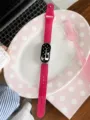Pink jelly polka dot TPU sports watch strap replacement for smart watch, detail view. - Compatible S10/11 42mm / Fruit