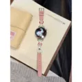 Genuine leather smartwatch strap compatible with Huawei GT series featuring cute puppy charms. - Self-measured: 18mm / Pink