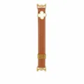 Brown leather watch strap with gold hardware and white clover charm, compatible with smart bands. - Fit: Apple 38/40/41/(s10/s11 42mm) Universal / Brown with White Flowers