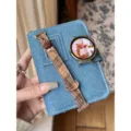 Replacement watch band with cute plaid pattern and little bear charm for smart watch. - Compatible: Apple (s10 /s11 42mm) 38/40/41mm Universal / Bear with Bow