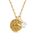 Collier pendentif médaillon zodiaque taureau en acier inoxydable doré avec charme pierre. - Pendentif Rond Taureau / Taureau