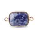 Connecteur rectangulaire en pierre bleue naturelle double anneau monture or rose accessoire bijoux - Pierre à Points Bleus