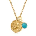 Collier pendentif zodiaque en acier inoxydable doré avec cristal bleu vue de détail - Capricorne