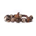 Bracelet de perles en agate naturelle et gourde en bois fait à la main pour le style. - Agate Rayée Café