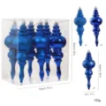 Blue Christmas ball ornament set onion shaped shatterproof tree hanging decorations 6pcs pack - 6 Pieces/Pack / Blue