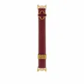 Burgundy genuine leather replacement watch band with gold clover charm for smart fitness tracker - Fit: Apple 38/40/41/(s10/s11 42mm) Universal / Burgundy With Red Flower