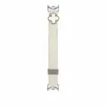 White leather watch strap with clover charm and silver buckle replacement accessory. - Off-white With White Flower