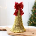 Glänzende Lametta Schleife Weihnachtsbaum Dekoration Tischdeko Höhe 23cm für Festtage. - 23cm / Gold