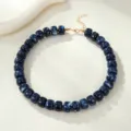 Chunky blue acrylic resin statement necklace, jelly colored choker for women beach jewelry. - Blue