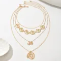 Collana multistrato dorata ciondolo spirale vintage catenina clavicolare gioielli donna - Oro