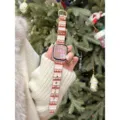 Autumn winter striped leather watch strap compatible with Apple Watch Series 9 10 11 - Applicable: (s10/11 42mm) 38mm/40mm/41mm Universal / Striped Wavy - Pink Brown